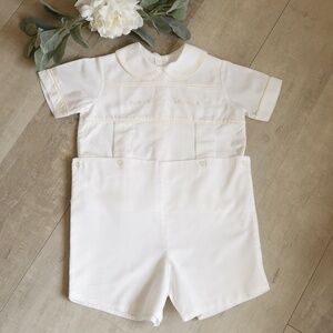 RARE FIND Boys Strasburg White Heirloom Ivory trim Size 2/2T 100% Cotton NEW